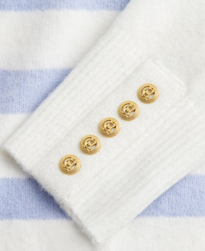 Lydia Quarter Zip Knit - Natural Powder Blue