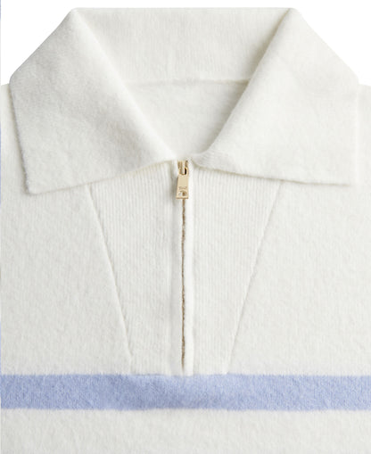 Lydia Quarter Zip Knit - Natural Powder Blue