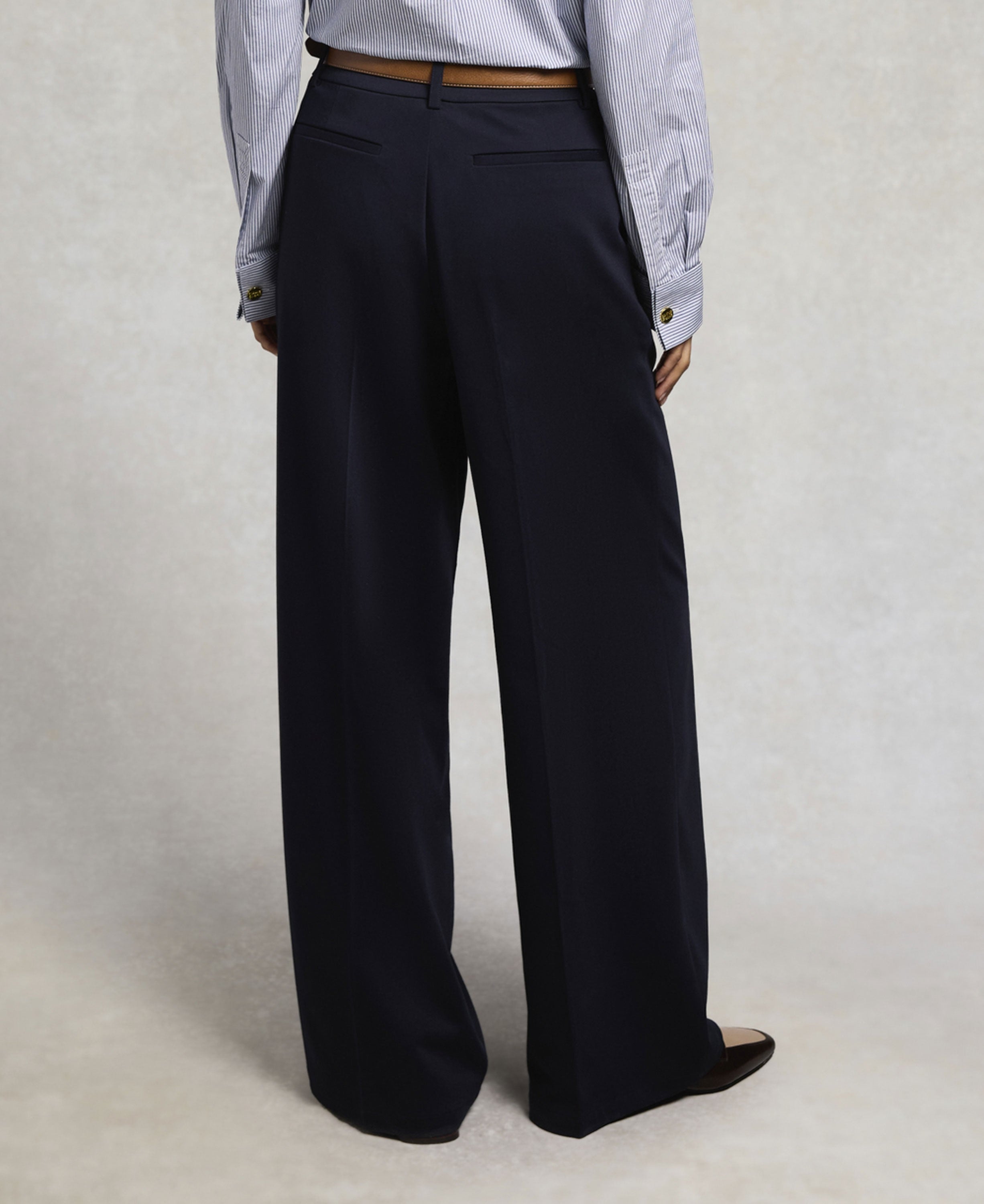 Pleated Wide Leg Trouser - Ink Navy