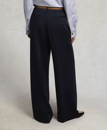 Pleated Wide Leg Trouser - Ink Navy