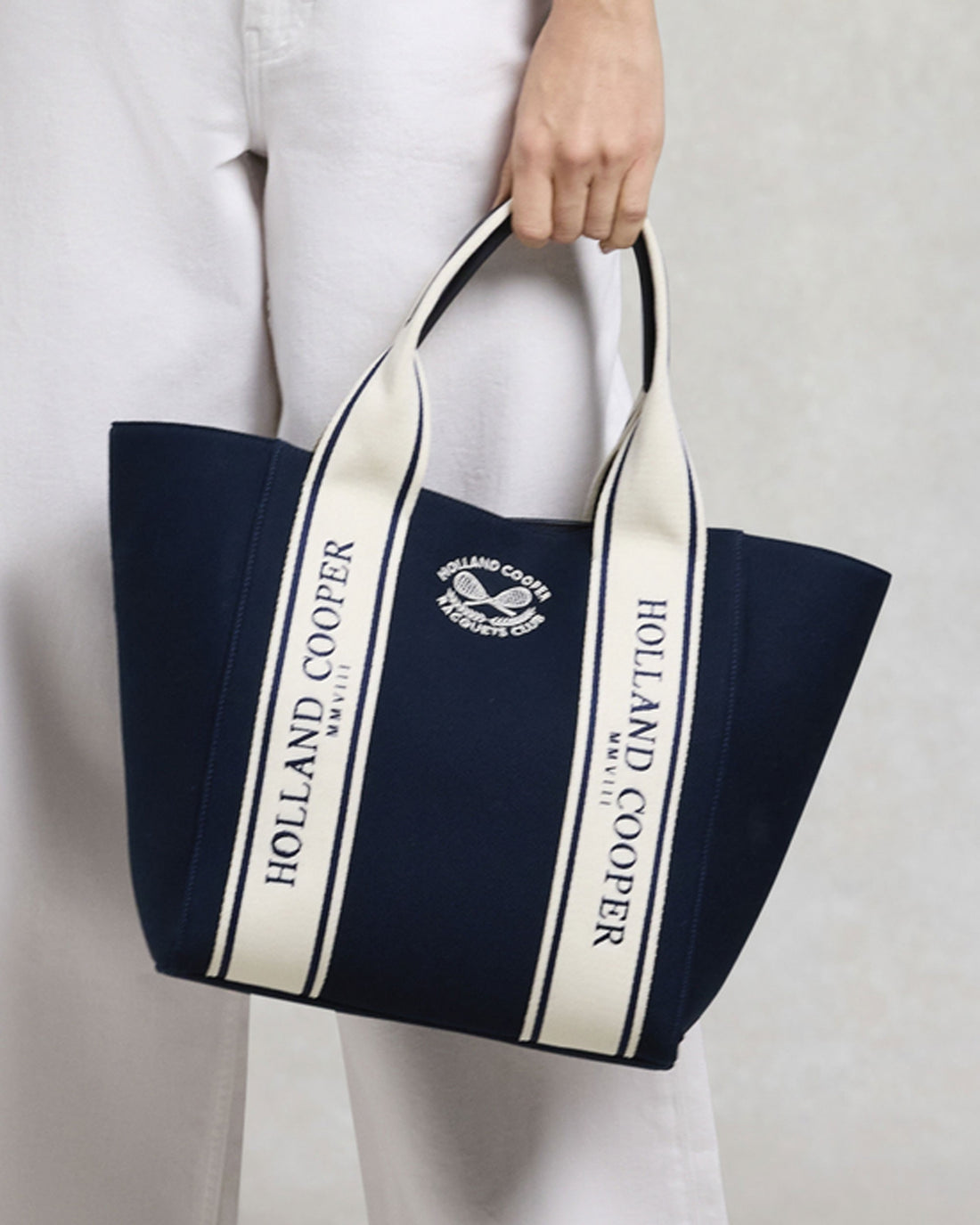 Racquets Tote - Washed Navy Ecru