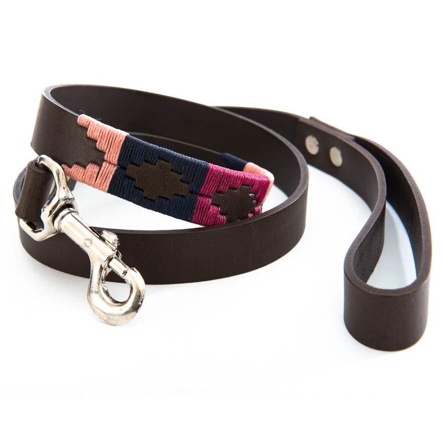 Polo Belt Style Dog Lead - Berry/Navy/Pink