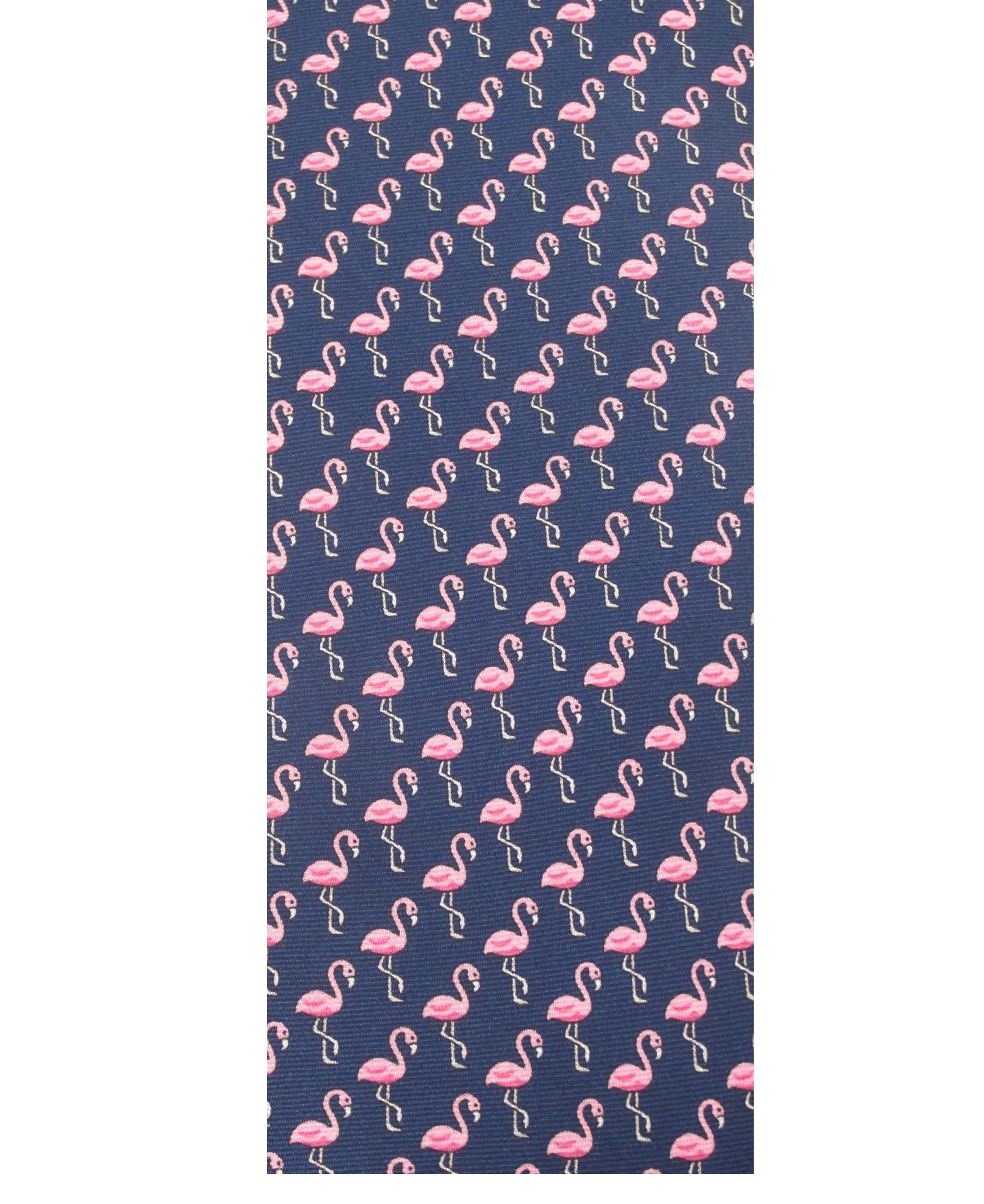 Italian Printed Silk Tie - Pink Flamingo Navy