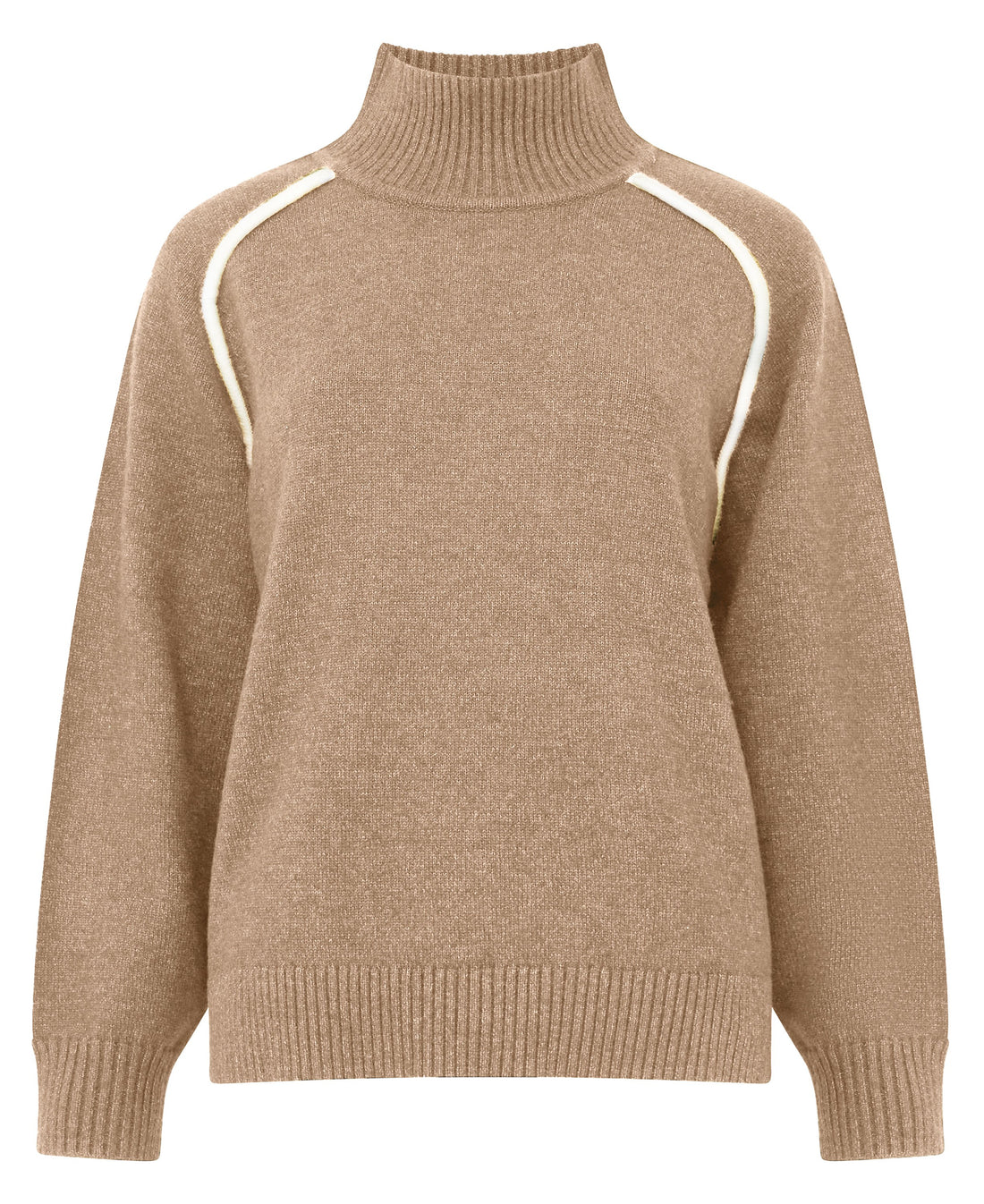 Jordan High Neck Long Sleeve Jumper - Camel/Porcelain Cream
