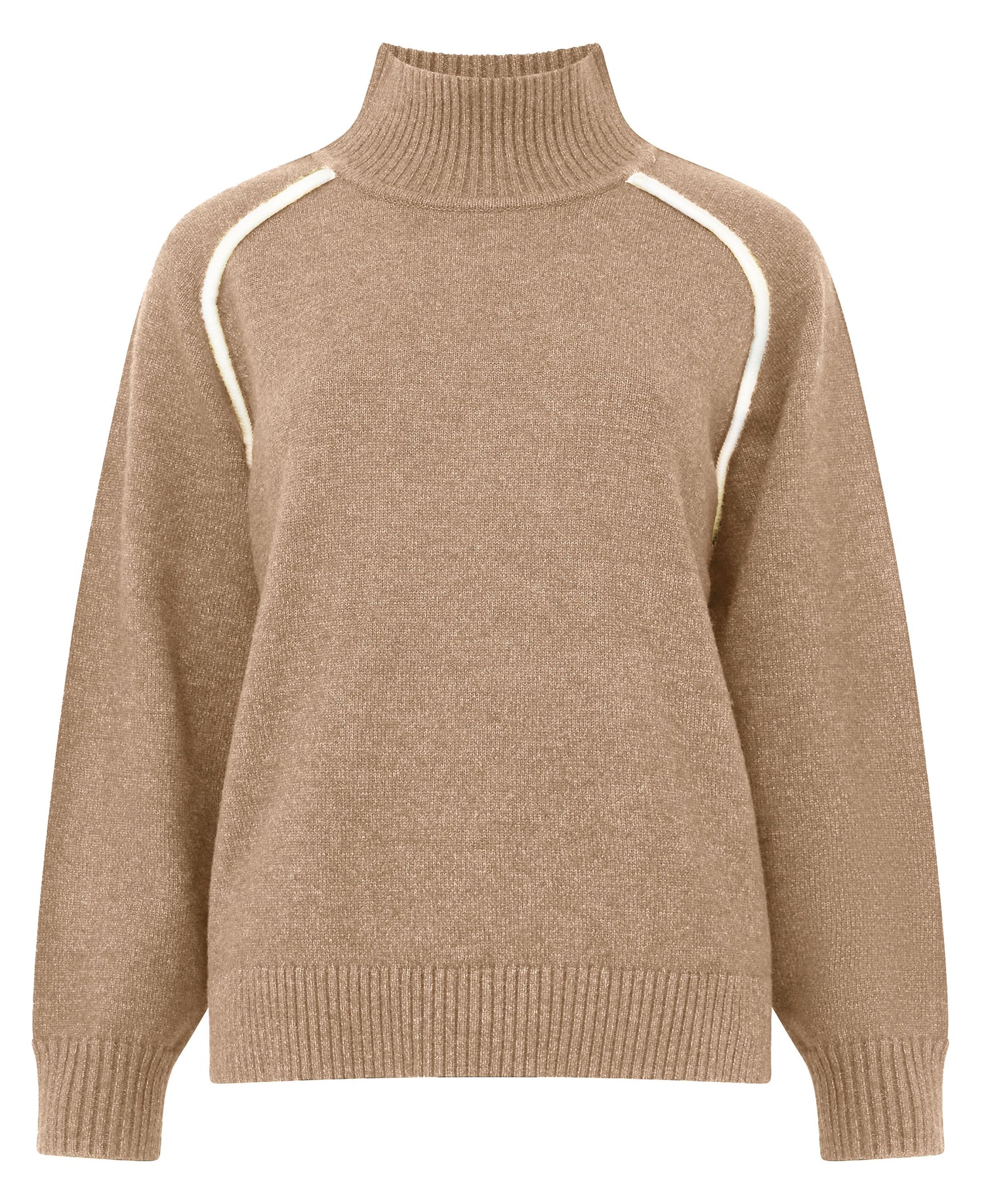 Jordan High Neck Long Sleeve Jumper - Camel/Porcelain Cream