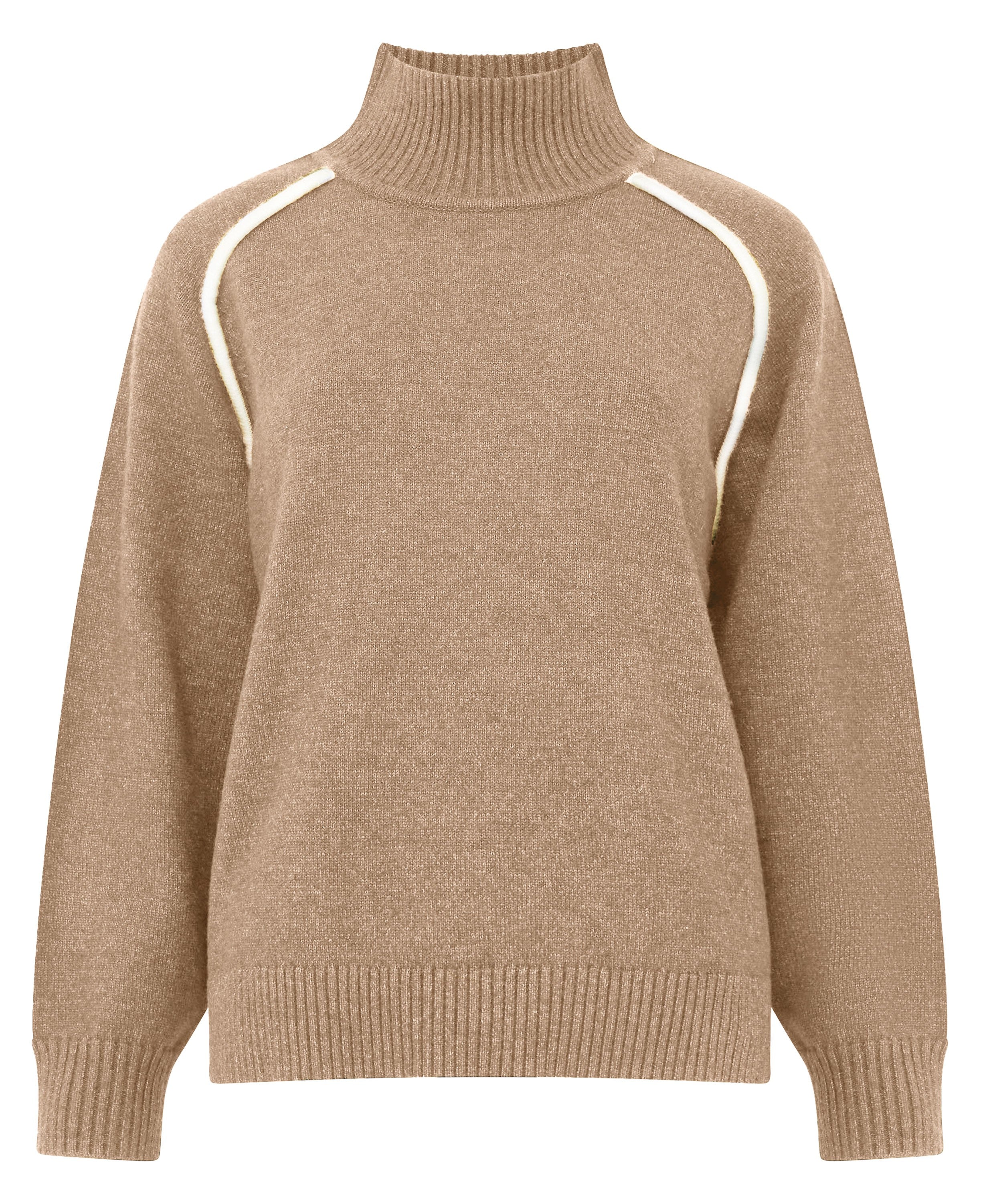 Jordan High Neck Long Sleeve Jumper - Camel/Porcelain Cream