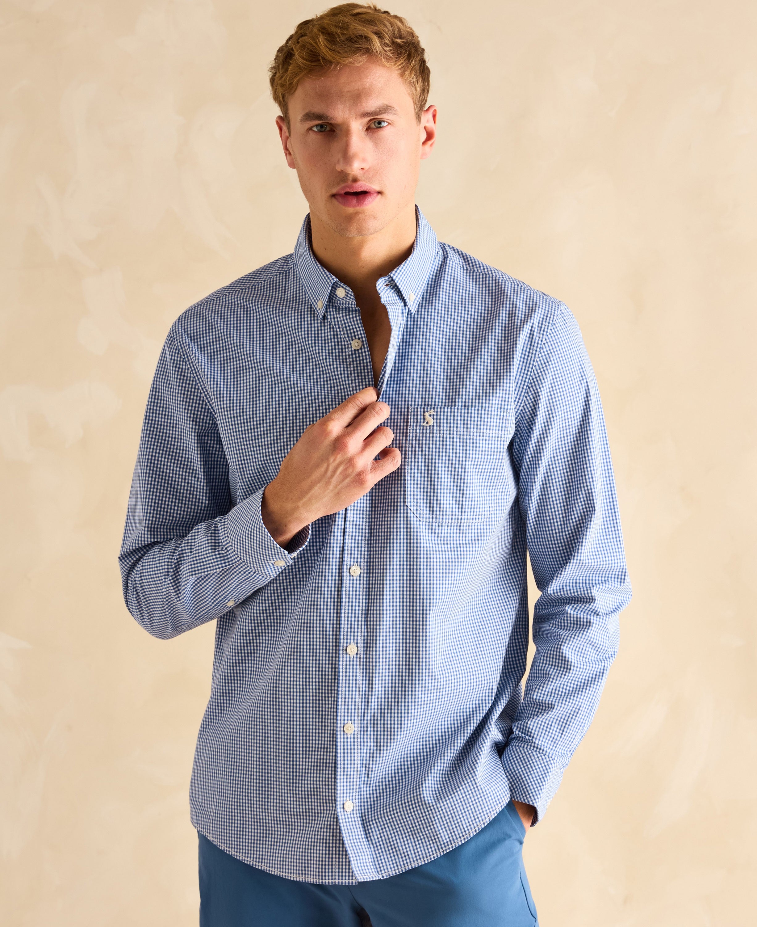 Abbott Cotton Poplin Shirt - Blue Gingham