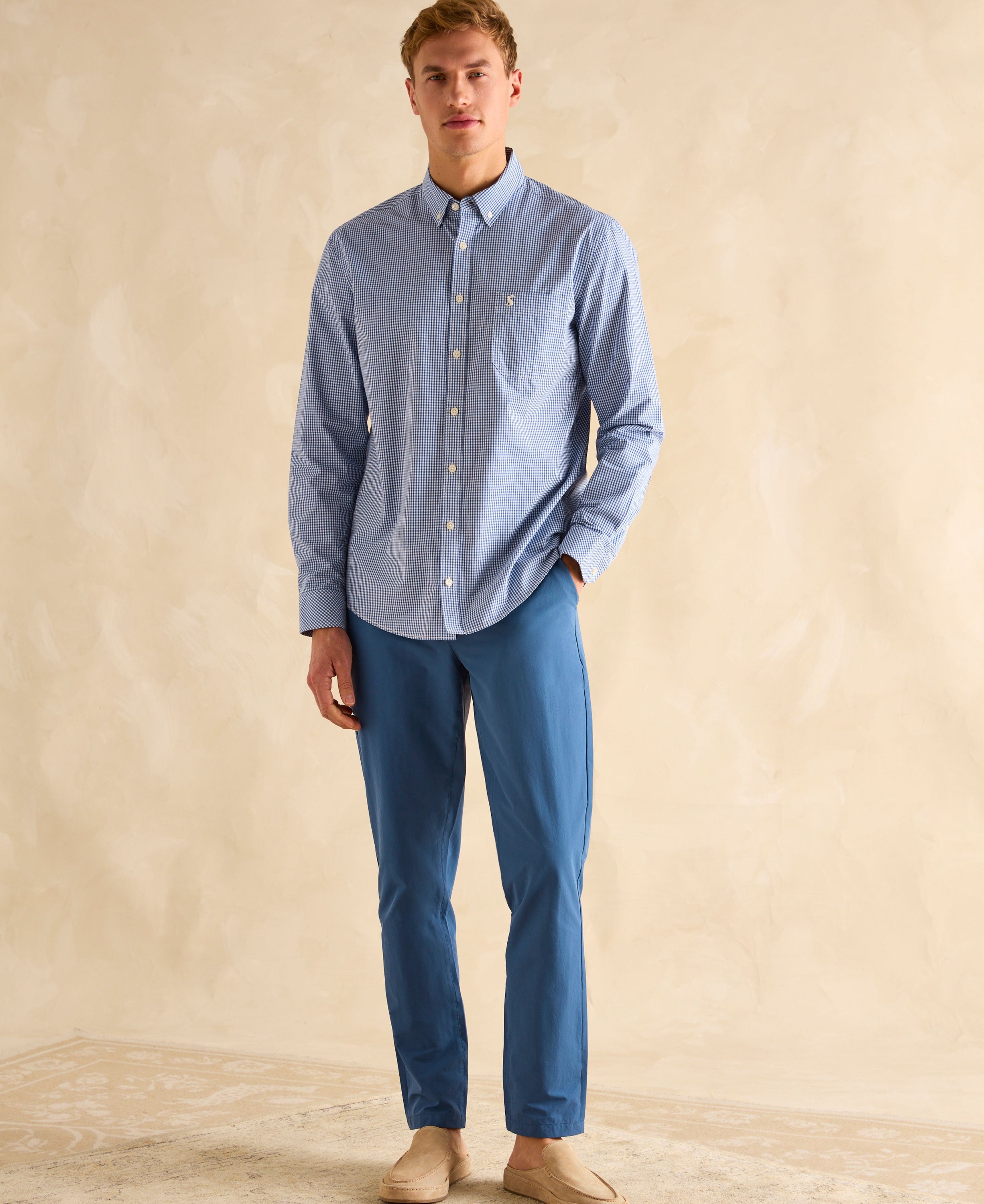 Abbott Cotton Poplin Shirt - Blue Gingham