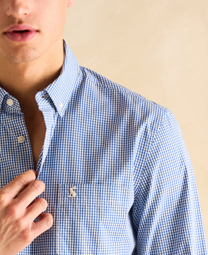 Abbott Cotton Poplin Shirt - Blue Gingham