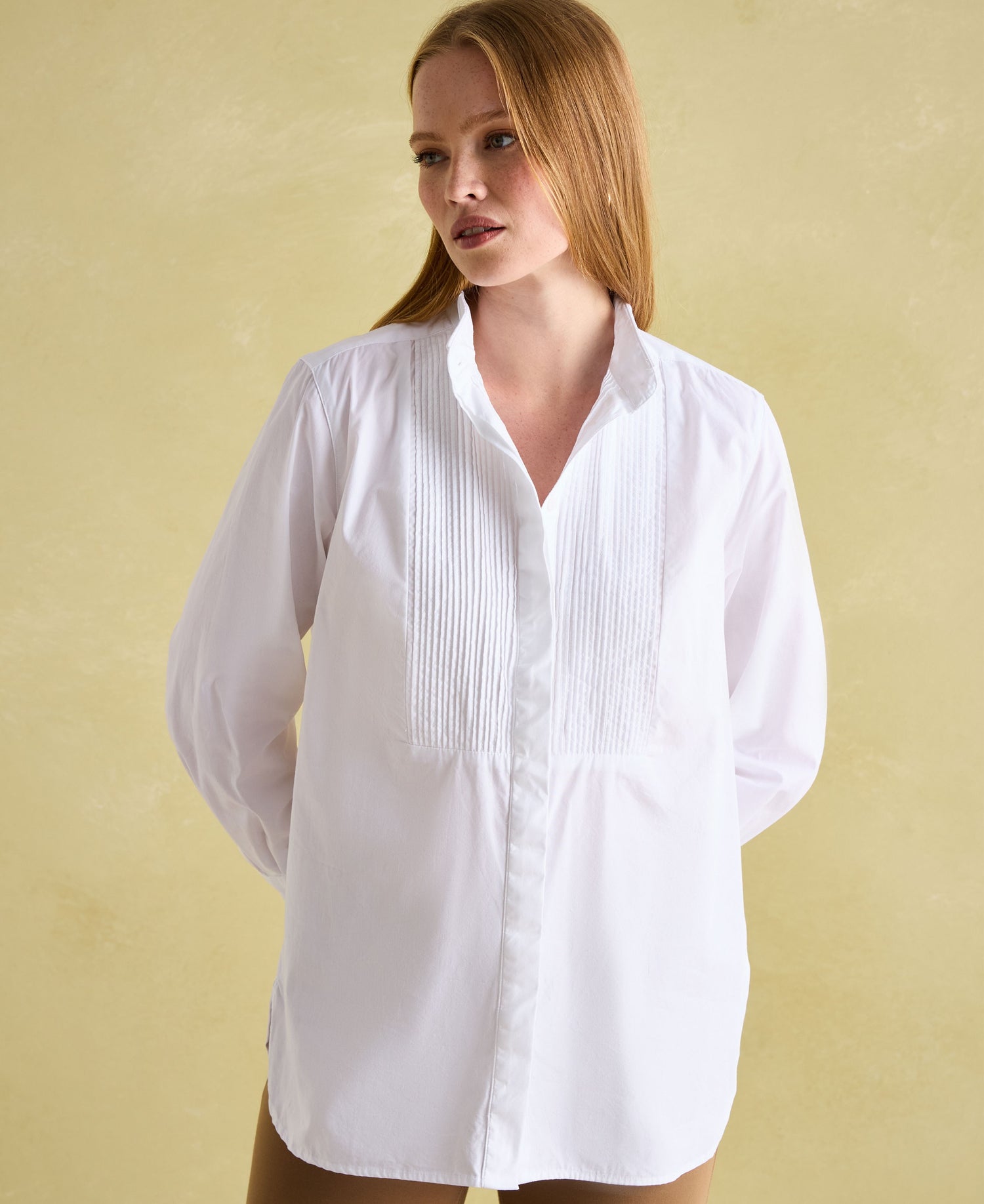 Adeline Tuxedo Shirt - Chalk