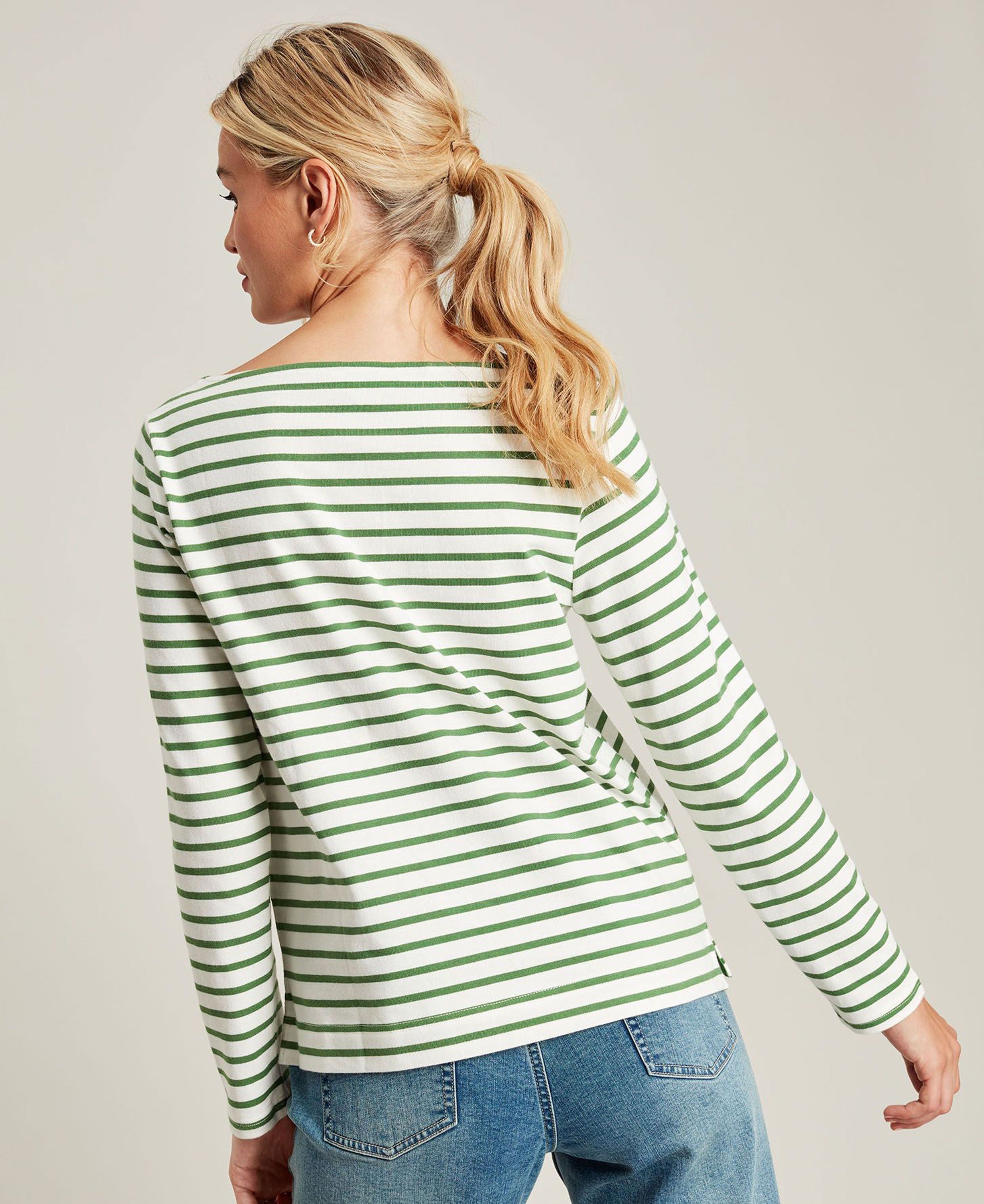 Harbour Print Long Sleeve Jersey Top - Green Stripe