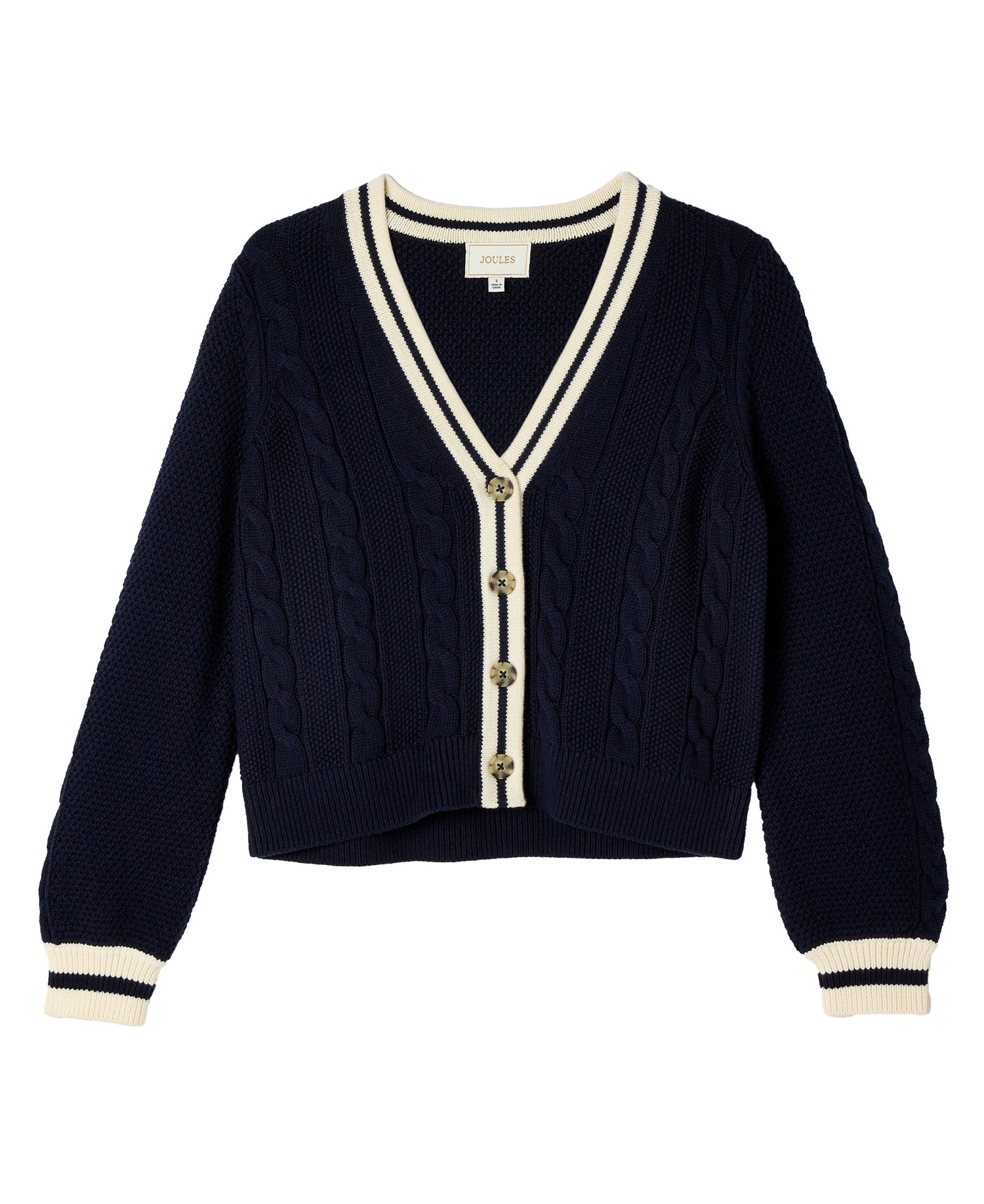 Centre Court Cable Knit Cardigan - Navy