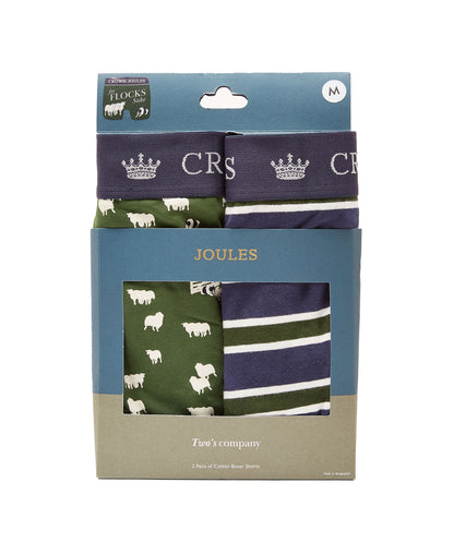 Crown Joules Boxers 2 Pack - Green Navy