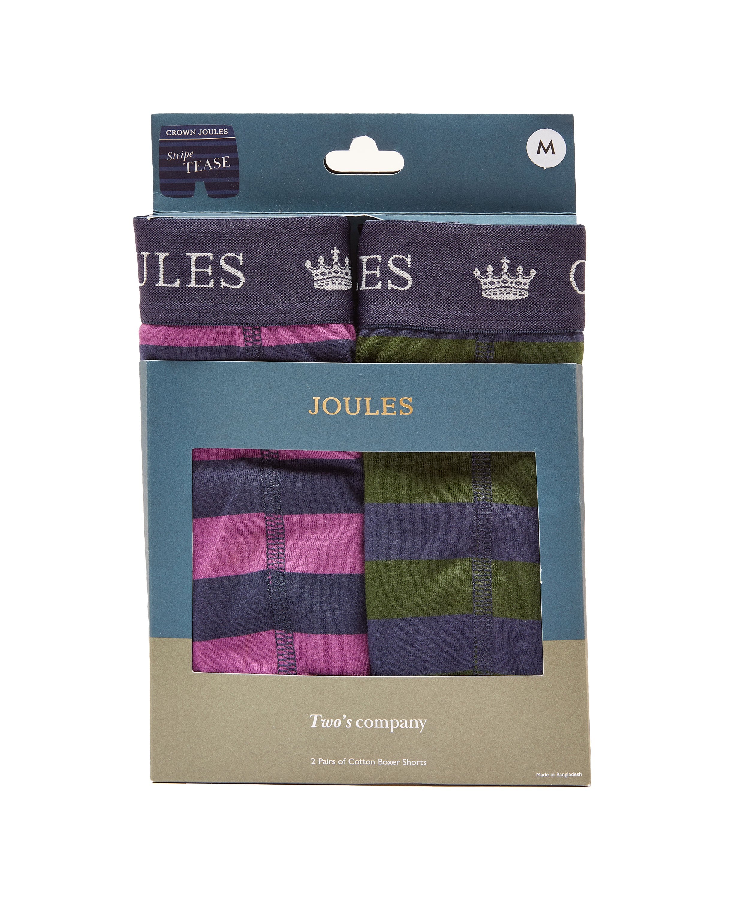 Crown Joules Boxers 2 Pack - Green Purple Stripe