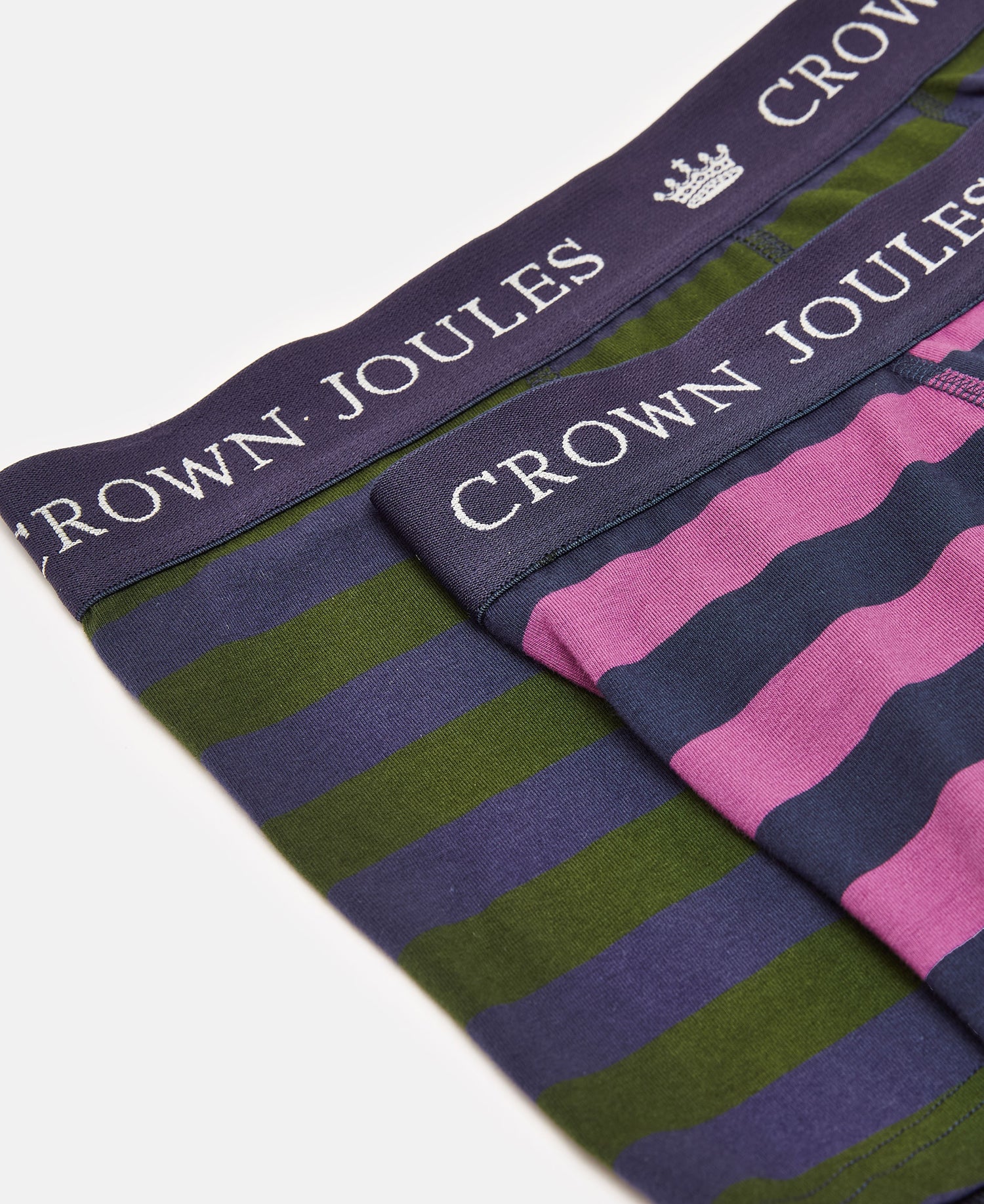 Crown Joules Boxers 2 Pack - Green Purple Stripe