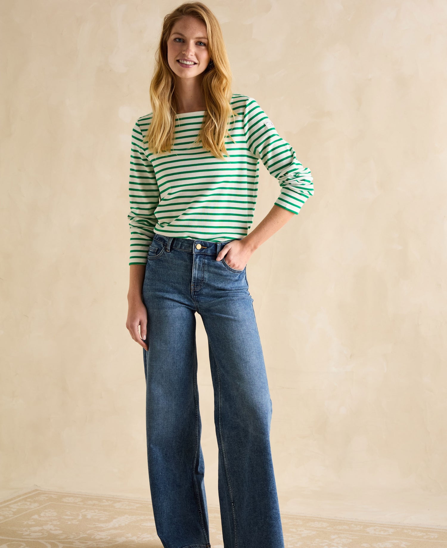 Harbour Top - Green Stripe