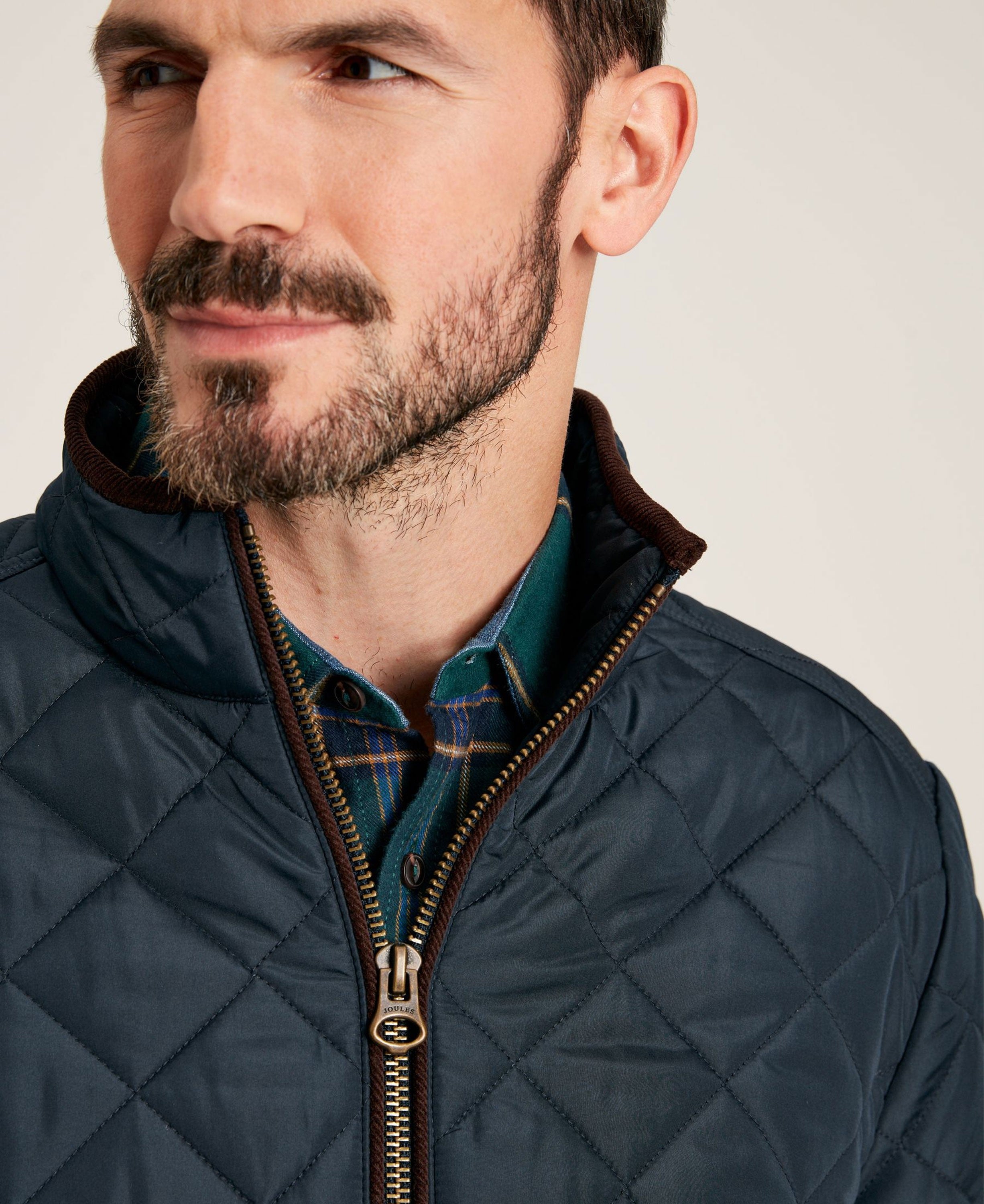 Landmark Joules Maynard Diamond Quilted Jacket in Navy