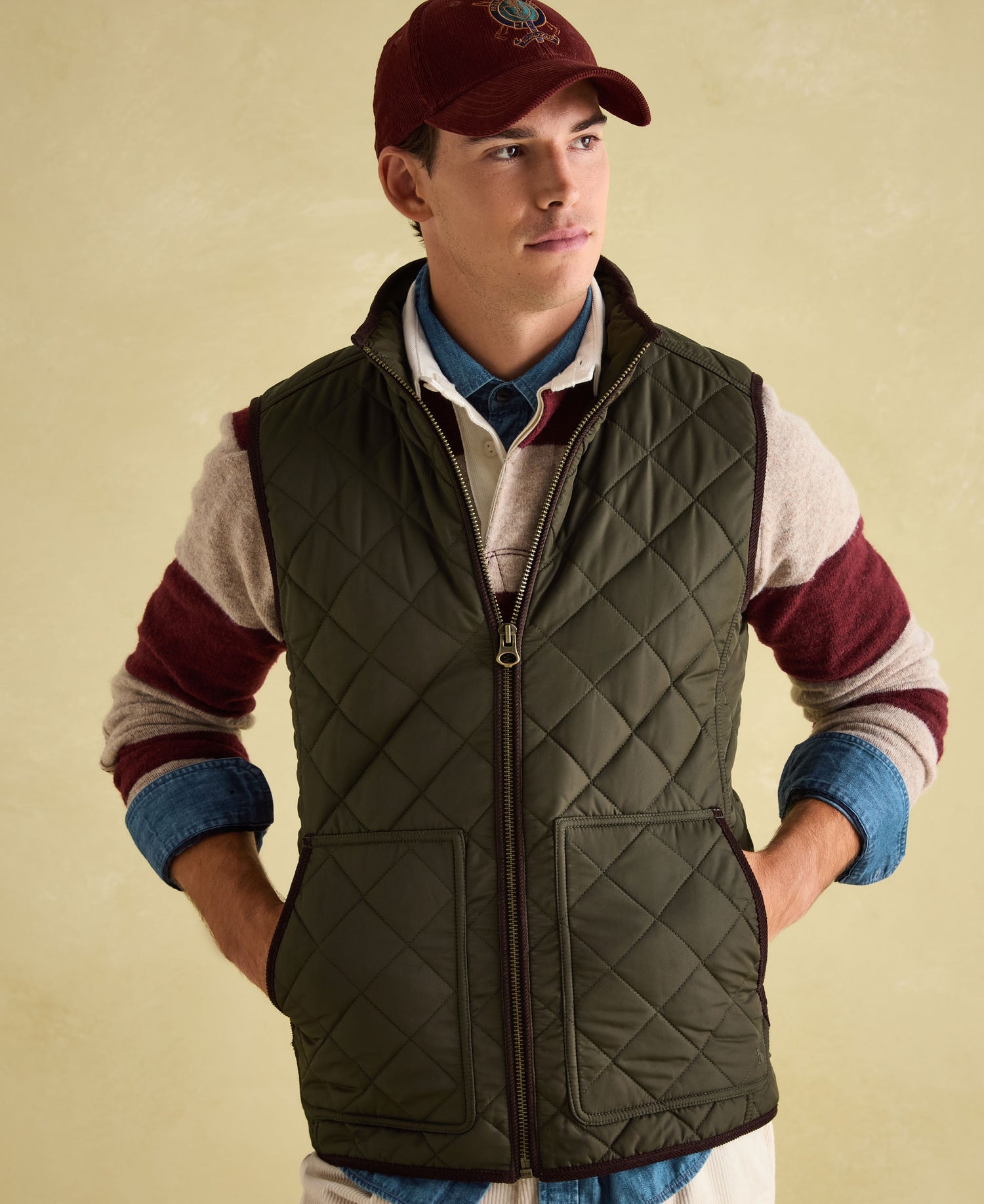 Maynard Diamond Quilted Gilet - Green