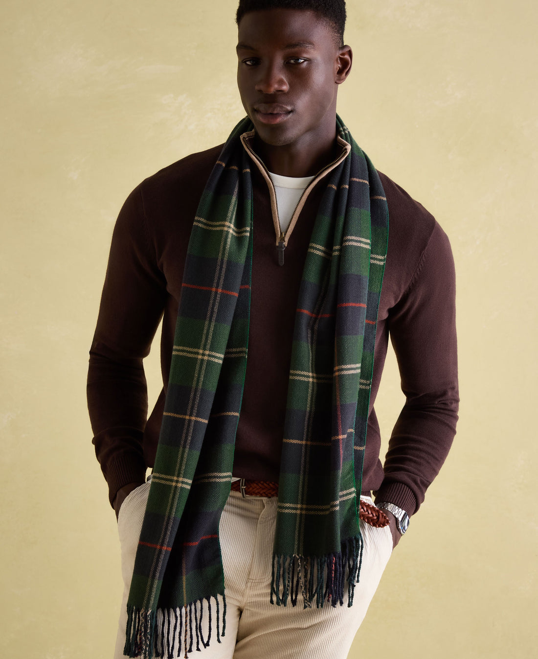 Mens Langtree Scarf - Navy Check