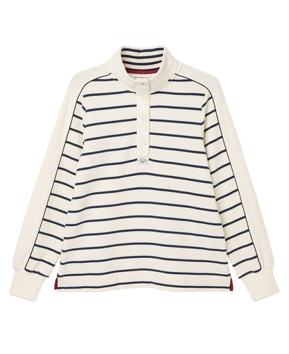 Southwold Button Down Striped Sweatshirt - Creme