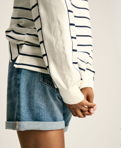 Southwold Button Down Striped Sweatshirt - Creme