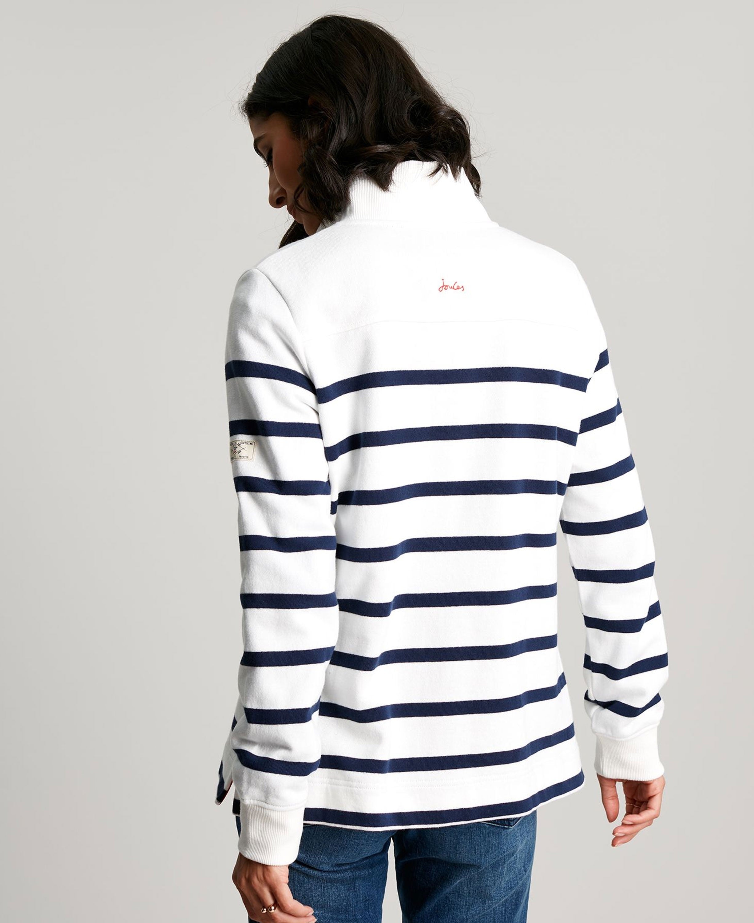 Southwold Funnel Neck Sweatshirt - Navy Creme Stripe