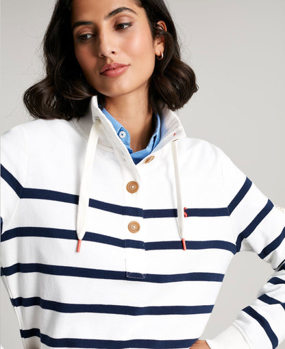 Southwold Funnel Neck Sweatshirt - Navy Creme Stripe