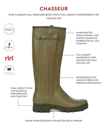 Chasseur Cuir Wellington Boots - Vert Vierzon