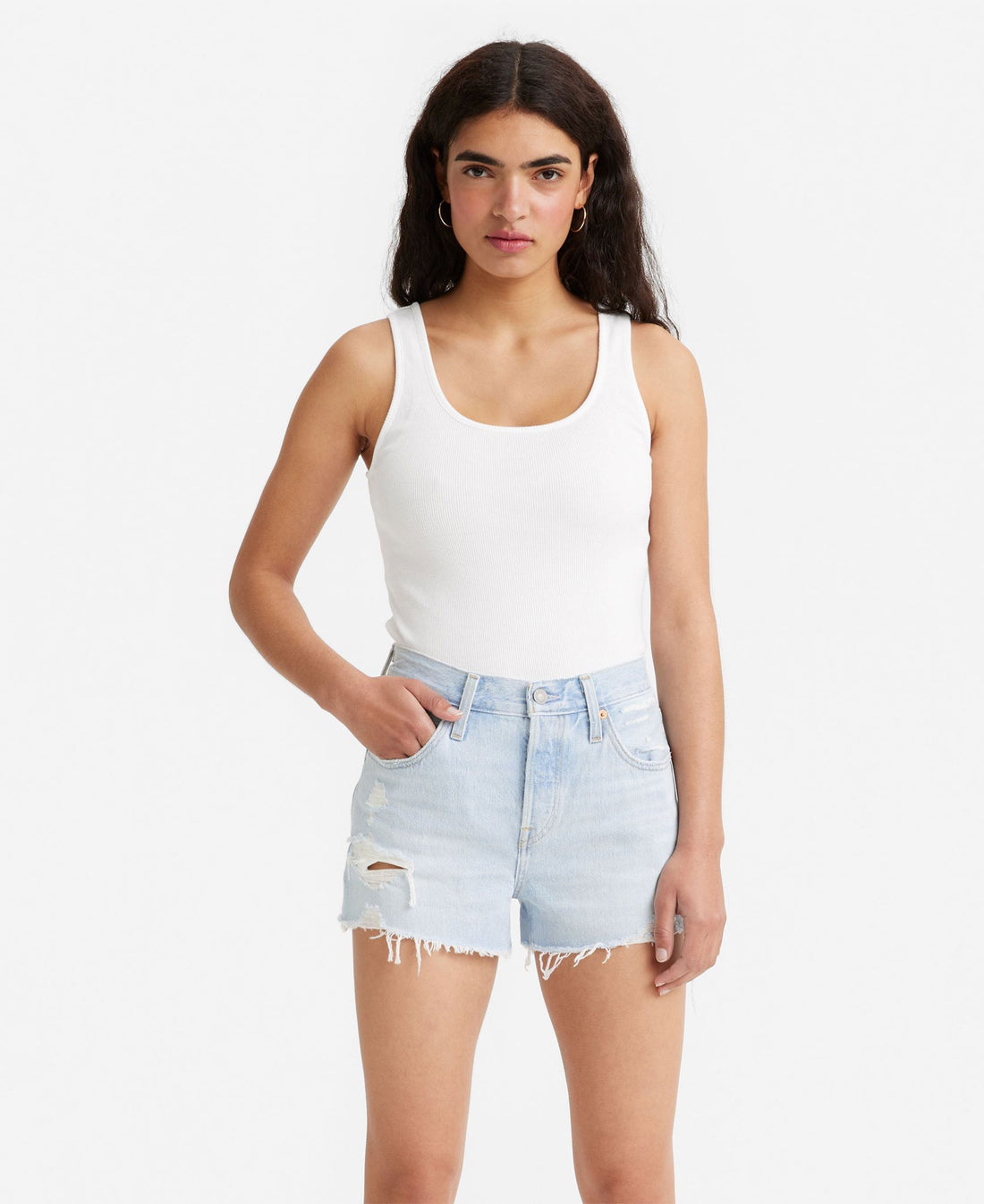 Essential Rib Tank Top - White