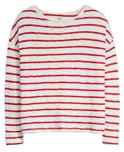 Margot Long Sleeve Tee - Saint Stripe Scarlet Red