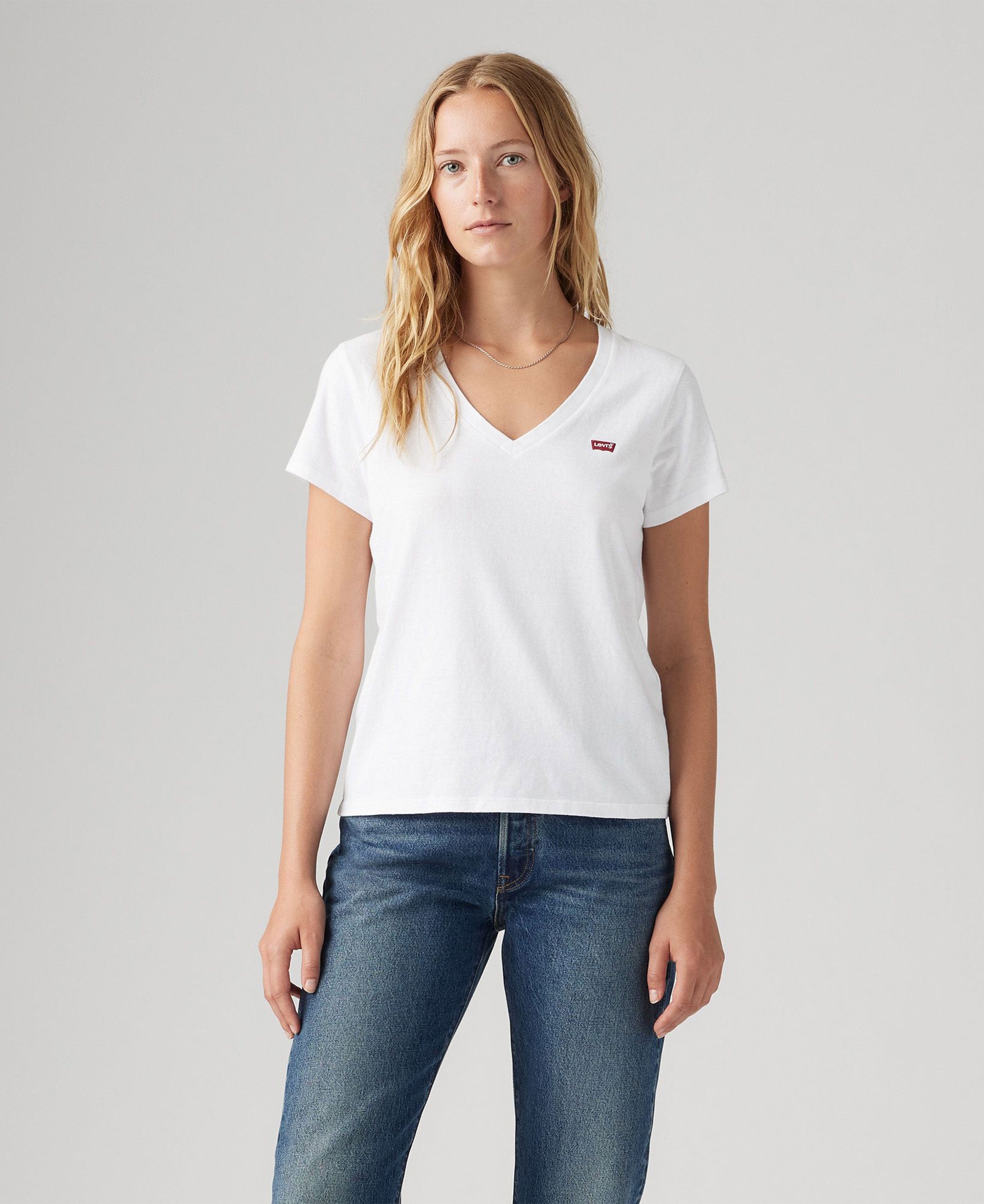 Perfect Slub V-Neck Tee - Bright White Slub Neutral