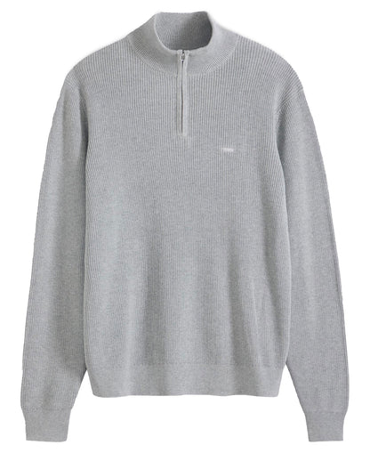 Hallmark Quarter Zip Sweater - Mid Tone Grey Heather