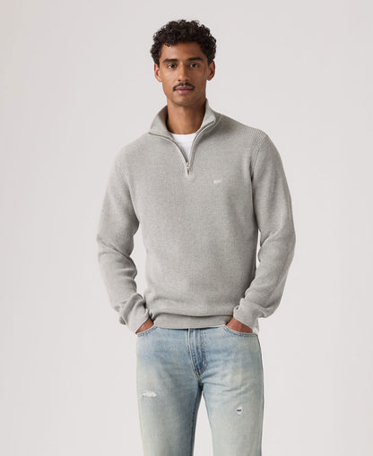 Hallmark Quarter Zip Sweater - Mid Tone Grey Heather