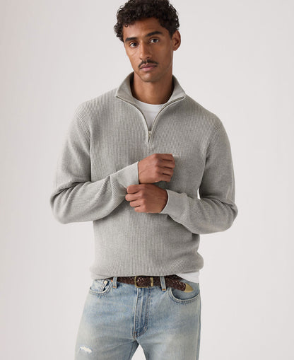 Hallmark Quarter Zip Sweater - Mid Tone Grey Heather