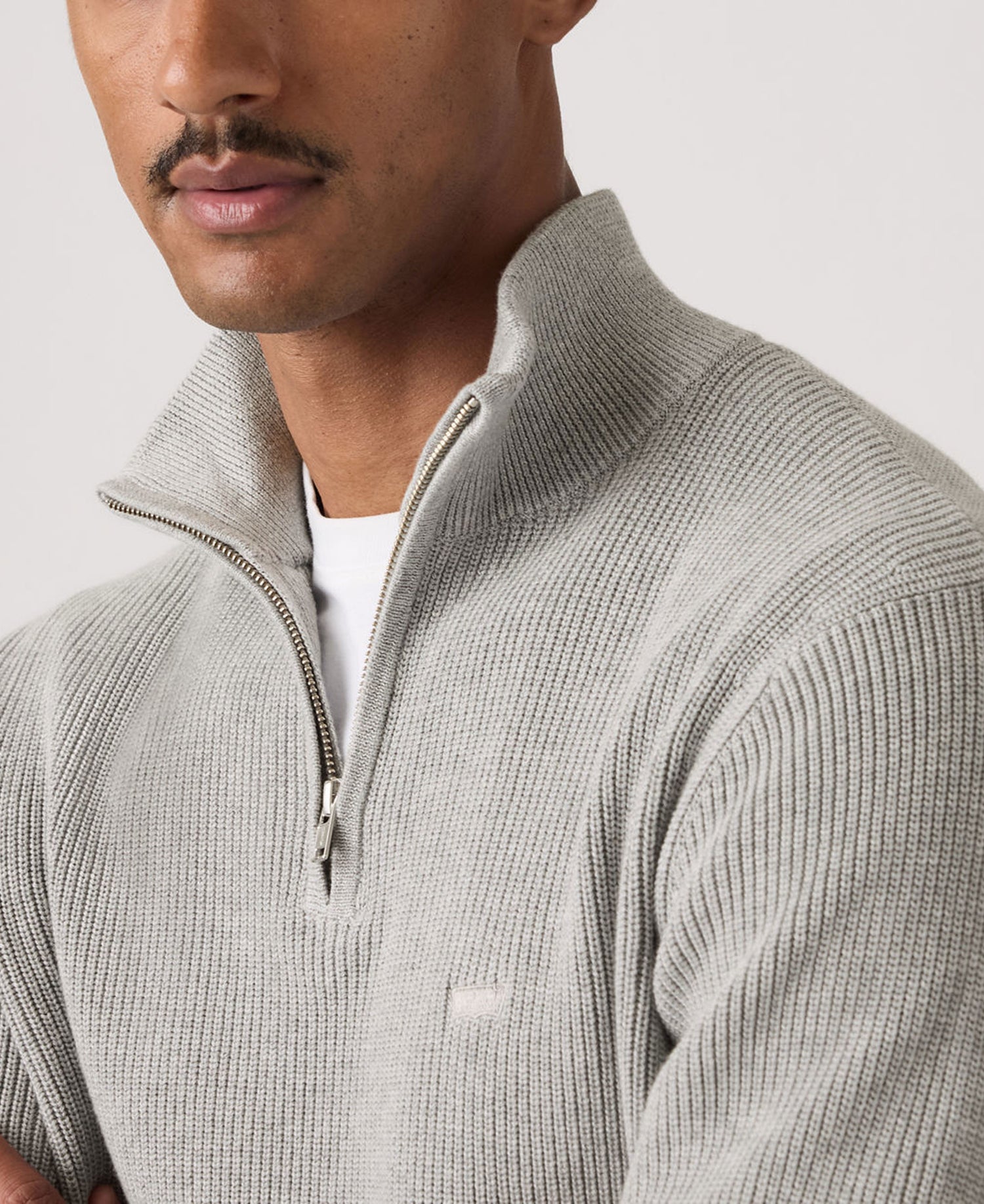 Hallmark Quarter Zip Sweater - Mid Tone Grey Heather