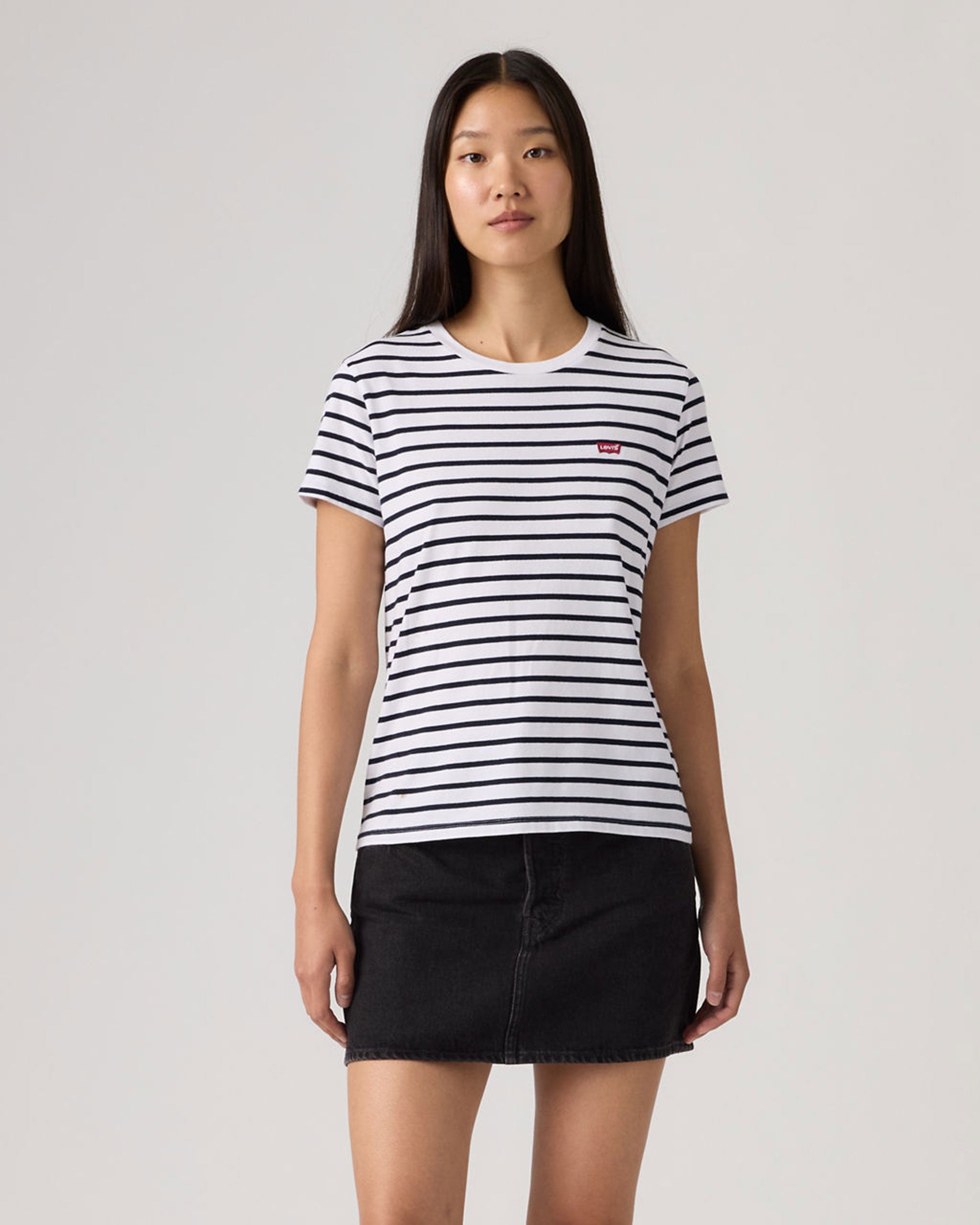 Perfect Tee Emily Stripe - Bright White Navy