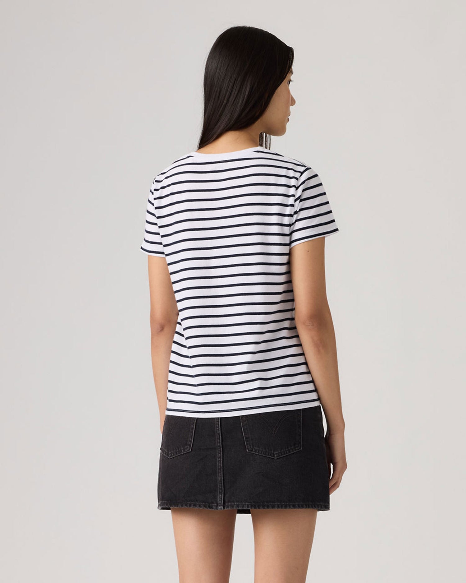 Perfect Tee Emily Stripe - Bright White Navy
