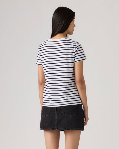 Perfect Tee Emily Stripe - Bright White Navy