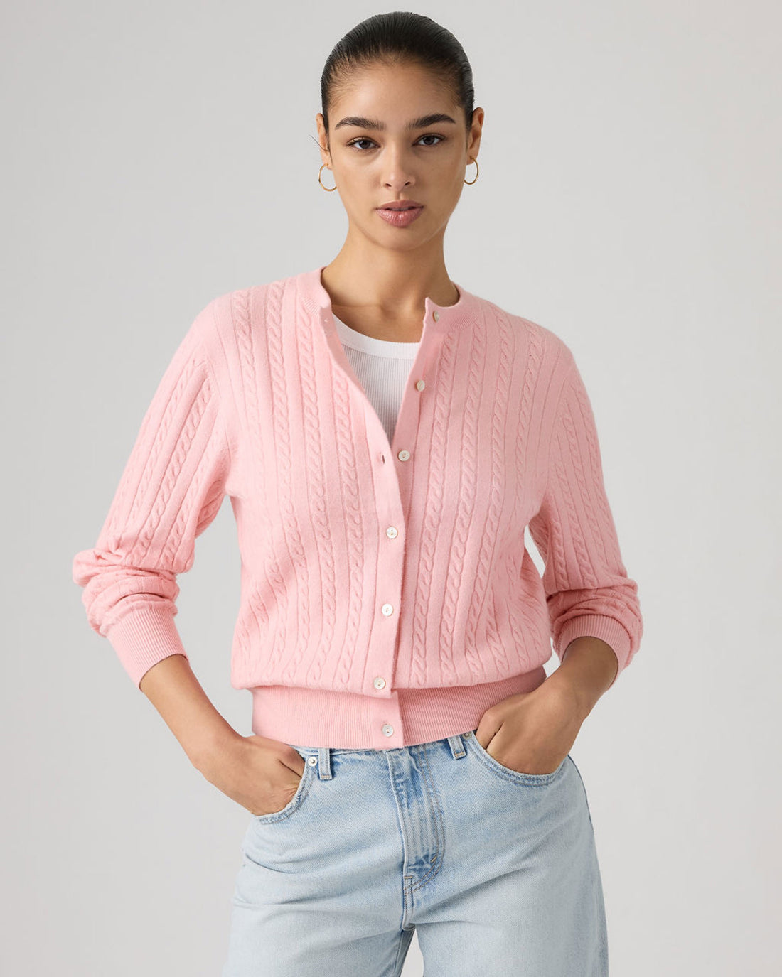 Super Soft Crewneck Cardi - Coral Blush