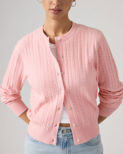 Super Soft Crewneck Cardi - Coral Blush