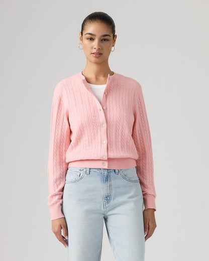 Super Soft Crewneck Cardi - Coral Blush