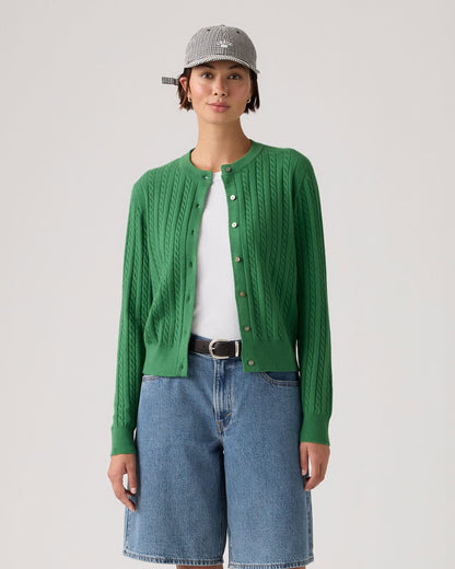 Super Soft Crewneck Cardi - Pine Green