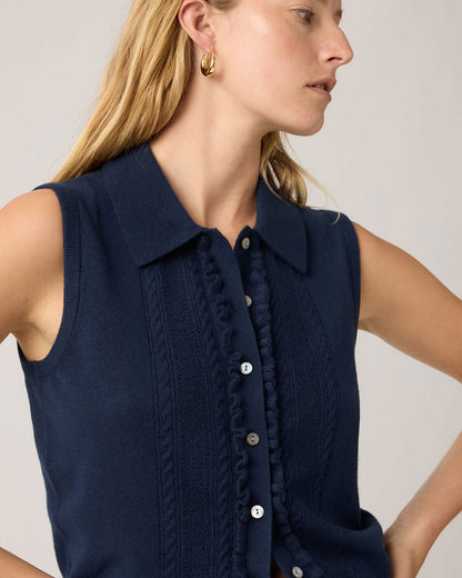 Super Soft Mini Ruffle Vest - Navy Blazer