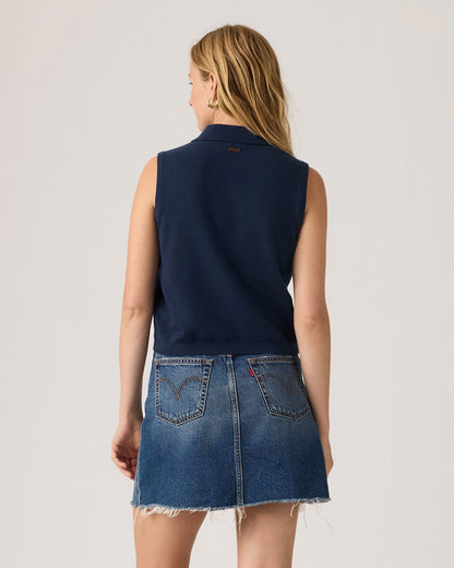 Super Soft Mini Ruffle Vest - Navy Blazer