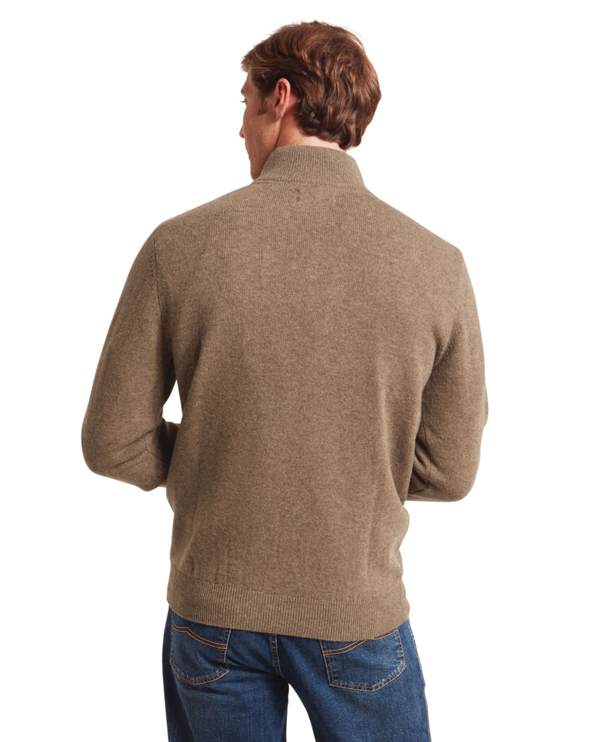 Lewis Lambswool 1/4 Zip Jumper - Mushroom