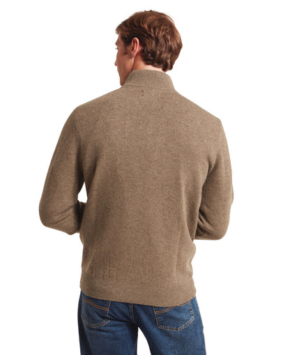 Lewis Lambswool 1/4 Zip Jumper - Mushroom