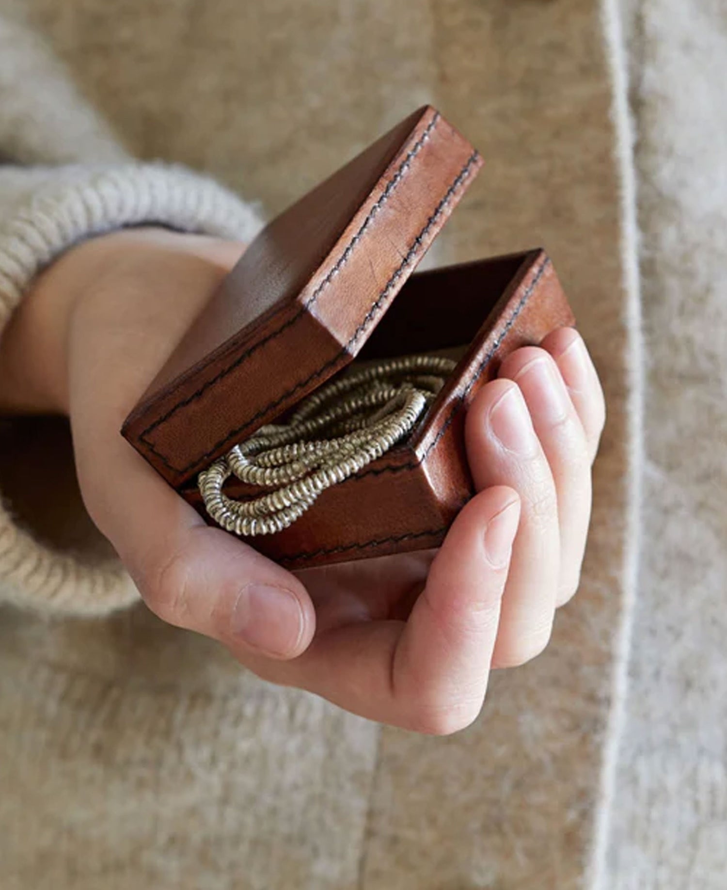 Small Travel Cufflink Box - Tan