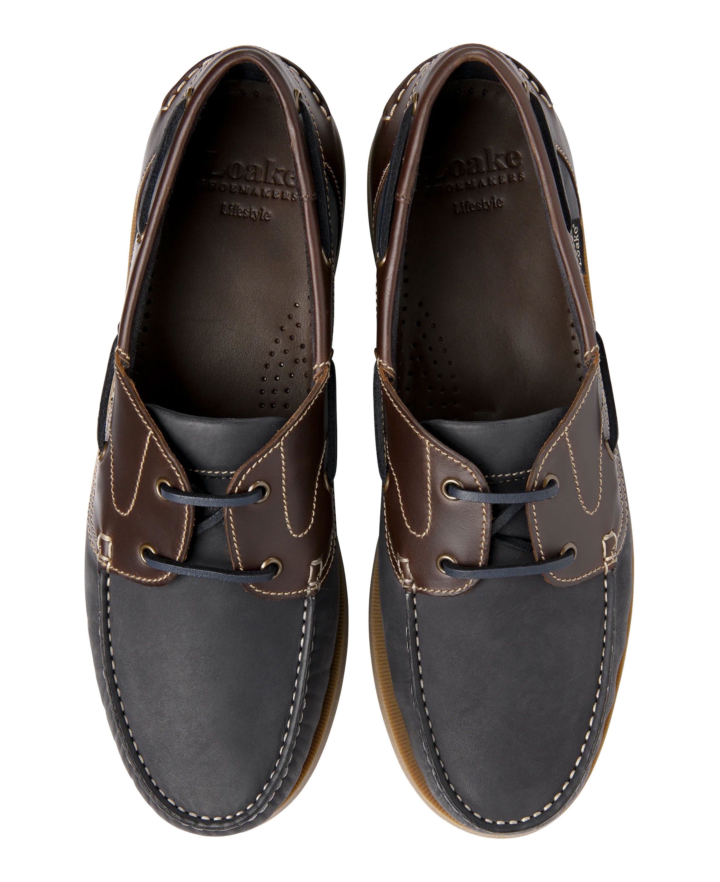 Padstow Boat Shoe - Navy / Brown Waxy
