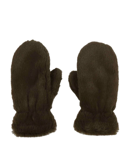 Faux Fur Mittens - Khaki