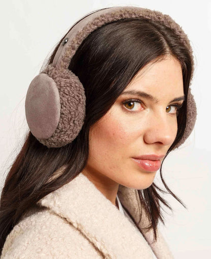 Faux Sheepskin Earmuffs - Stone